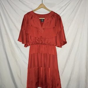 Vince Camuto// burnt orange midi dress